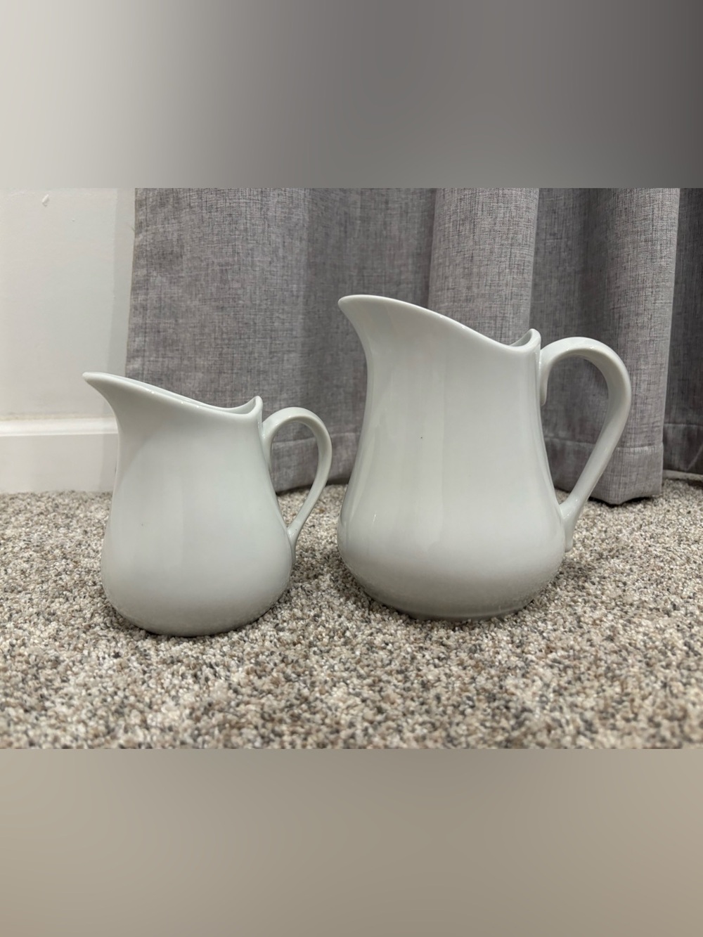 Vintage BSF White Ceramic Pitcher Set - Minimalist Serveware French Country